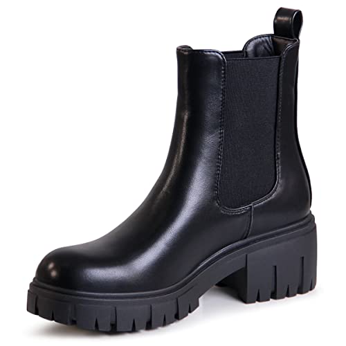 topschuhe24 2567 Damen Plateau Stiefeletten Chelsea Boots, Farbe:Schwarz, Größe:38 EU von topschuhe24