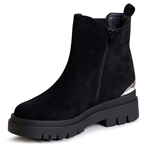 topschuhe24 2569 Damen Plateau Stiefeletten Velours Chelsea Boots, Farbe:Schwarz, Größe:40 EU von topschuhe24