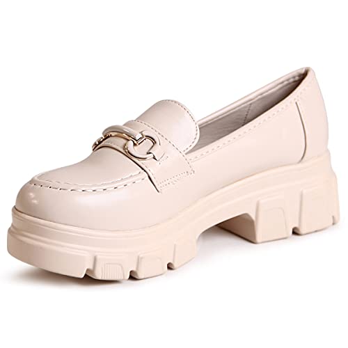 topschuhe24 2605 Damen Plateau Slipper Chunky Loafer, Farbe:Beige 2605, Größe:40 EU von topschuhe24