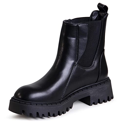 topschuhe24 2624 Damen Plateau Stiefeletten Chelsea Boots, Farbe:Schwarz, Größe:40 EU von topschuhe24