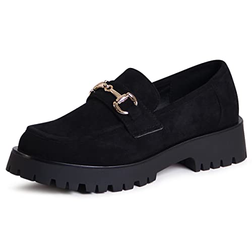 topschuhe24 2651 Damen Chunky Loafer Slipper, Farbe:Schwarz NY, Größe:37 EU von topschuhe24