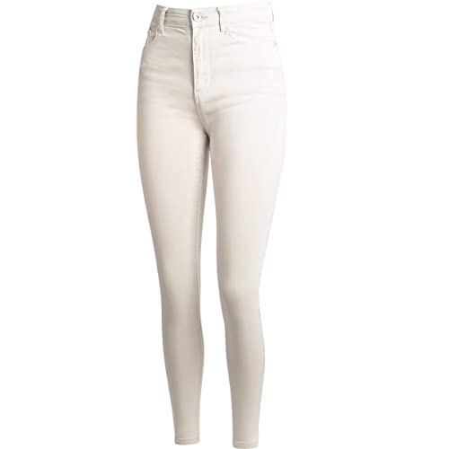 topschuhe24 2659 Damen Skinny Jeans High Waist Taillenhose, Farbe:Beige, Größe:36 EU von topschuhe24