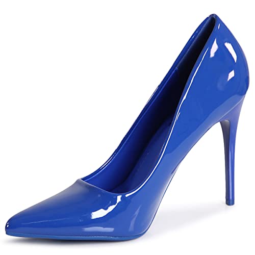 topschuhe24 2664 Damen Spitze Lack Pumps High Heels, Farbe:Blau, Größe:39 EU von topschuhe24