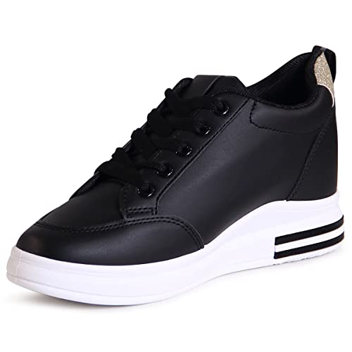 topschuhe24 2688 Damen Keil Sneaker Plateau Halbschuhe, Farbe:Schwarz, Größe:37 EU von topschuhe24