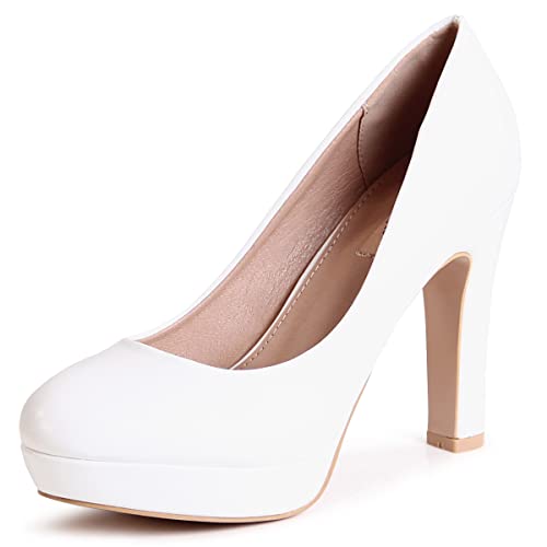 topschuhe24 2708 Damen Basic Pumps Plateau High Heels, Farbe:Weiß, Größe:39 EU von topschuhe24