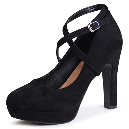 topschuhe24 2709 Damen Riemchen Pumps Velours High Heels, Farbe:Schwarz, Größe:36 EU von topschuhe24