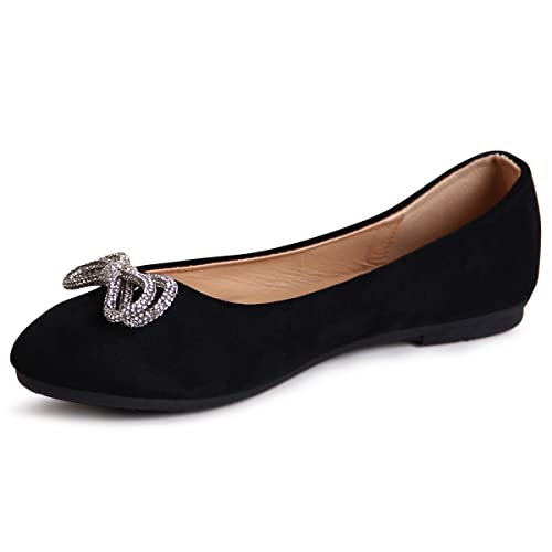 topschuhe24 2714 Damen Ballerina Glitzer Schleife, Farbe:Schwarz, Größe:37 EU von topschuhe24