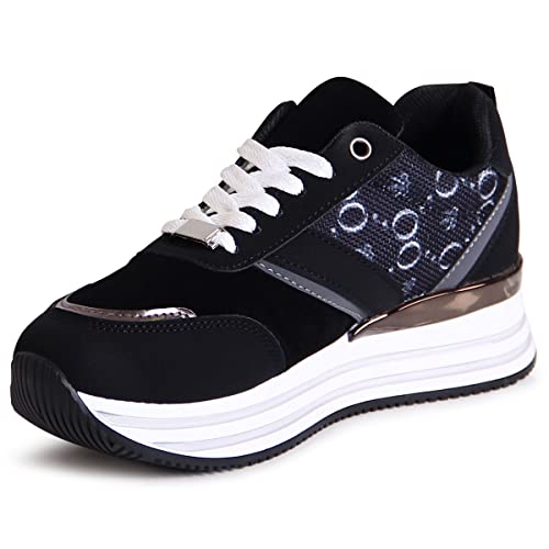 topschuhe24 2723 Damen Plateau Sneaker Print Halbschuhe, Farbe:Schwarz, Größe:39 EU von topschuhe24