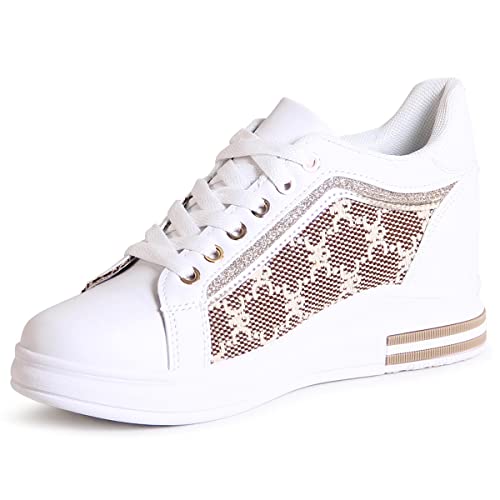 topschuhe24 2745 Damen Keilabsatz Sneaker Halbschuhe, Farbe:Weiß, Größe:38 EU von topschuhe24