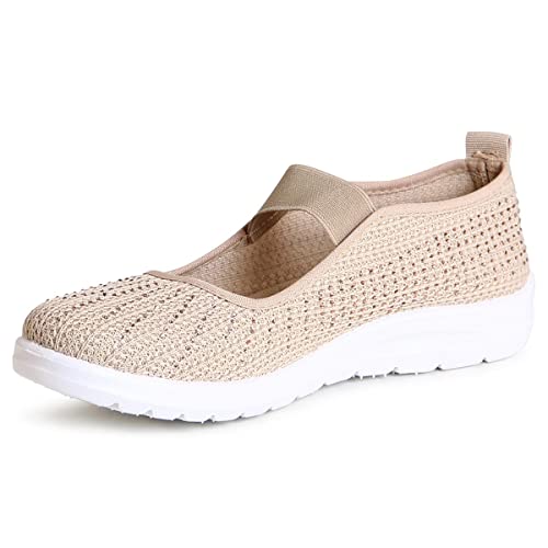 topschuhe24 2759 Damen Halbschuhe Sportliche Glitzer Ballerina, Farbe:Beige, Größe:38 EU von topschuhe24