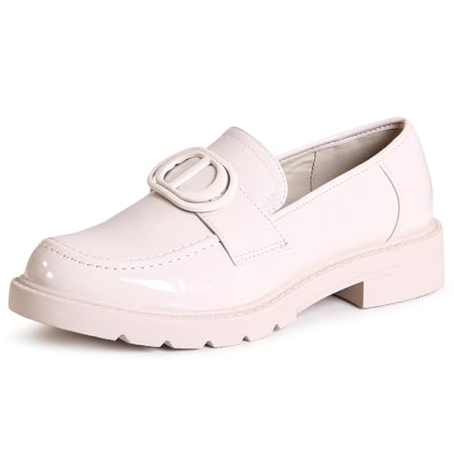 topschuhe24 2783 Damen Lack Halbschuhe Plateau Slipper, Farbe:Beige, Größe:40 EU von topschuhe24