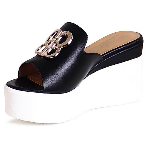 topschuhe24 2798 Damen Keilabsatz Sandaletten XXL Plateau Sandalen, Farbe:Schwarz, Größe:40 EU von topschuhe24