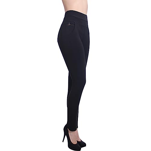 topschuhe24 2807 Damen Skinny Stoffhose Jeggings High Waist, Farbe:Schwarz, Größe:S/M von topschuhe24