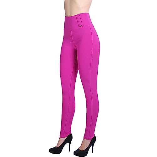 topschuhe24 2808 Damen Skinny Stoffhose Jeggings High Waist, Farbe:Pink, Größe:M/L von topschuhe24