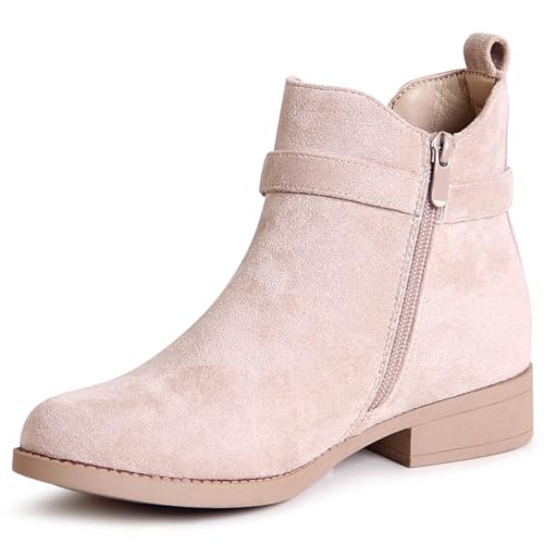 topschuhe24 2864 Damen Velours Stiefeletten Chelsea Boots, Farbe:Beige, Größe:38 EU von topschuhe24