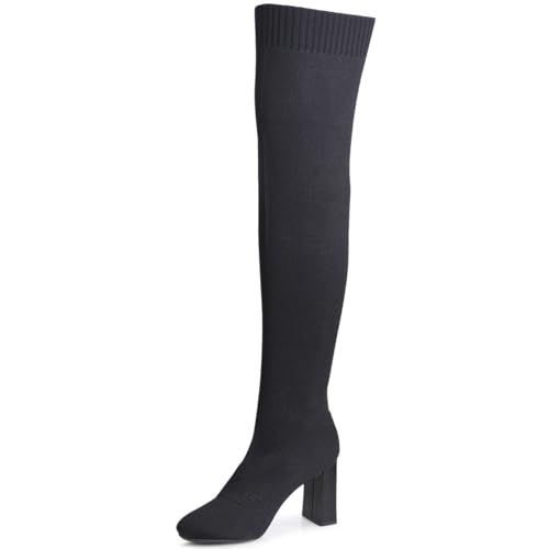 topschuhe24 2922 Damen Overknee Stiefel Strick Stulpen, Farbe:Schwarz, Größe:37 EU von topschuhe24