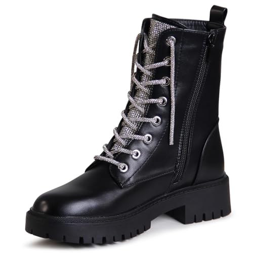 topschuhe24 2959 Damen Plateau Stiefeletten Glitzer Boots, Farbe:Schwarz, Größe:39 EU von topschuhe24