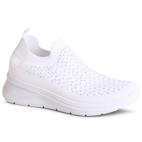 topschuhe24 2977 Damen Glitzer Halbschuhe Light Slipper, Farbe:Weiß, Größe:37 EU von topschuhe24