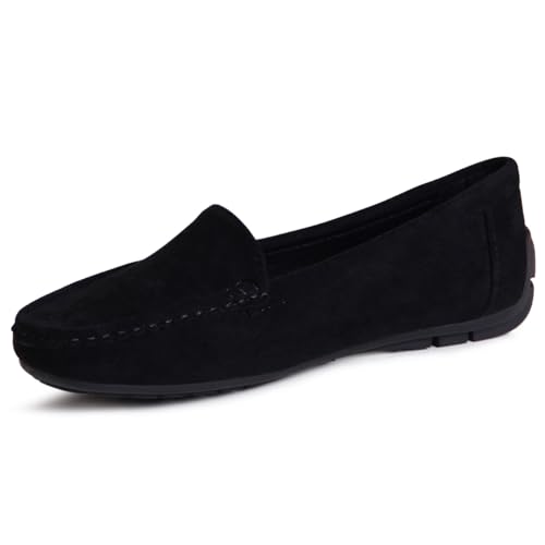 topschuhe24 2986 Damen Velours Mokassins Komfort Slipper, Farbe:Schwarz, Größe:38 EU von topschuhe24