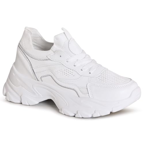 topschuhe24 3069 Damen Plateau Sneaker Keilabsatz Turnschuhe, Farbe:Weiß, Größe:41 EU von topschuhe24