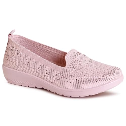 topschuhe24 3077 Damen Glitzer Halbschuhe Light Slipper, Farbe:Rosa, Größe:39 EU von topschuhe24