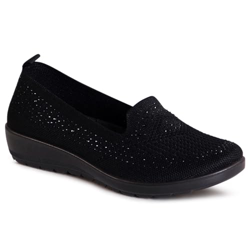 topschuhe24 3077 Damen Glitzer Halbschuhe Light Slipper, Farbe:Schwarz, Größe:41 EU von topschuhe24