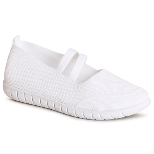 topschuhe24 3082 Damen Halbschuhe Sportliche Ballerina, Farbe:Weiß, Größe:38 EU von topschuhe24