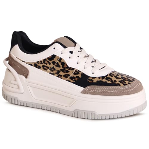 topschuhe24 3131 Damen Plateau Sneaker Skater Turnschuhe, Farbe:Leooptik, Größe:41 EU von topschuhe24