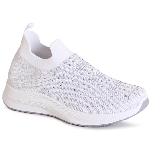 topschuhe24 3174 Damen Glitzer Halbschuhe Light Slipper, Farbe:Weiß, Größe:36 EU von topschuhe24