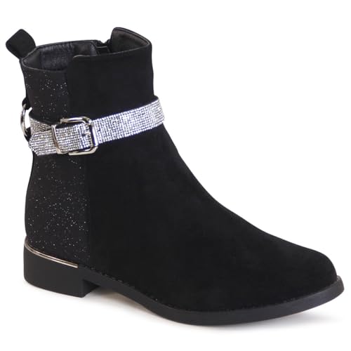 topschuhe24 3186 Damen Glitzer Stiefeletten Ankle Boots, Farbe:Schwarz, Größe:37 EU von topschuhe24