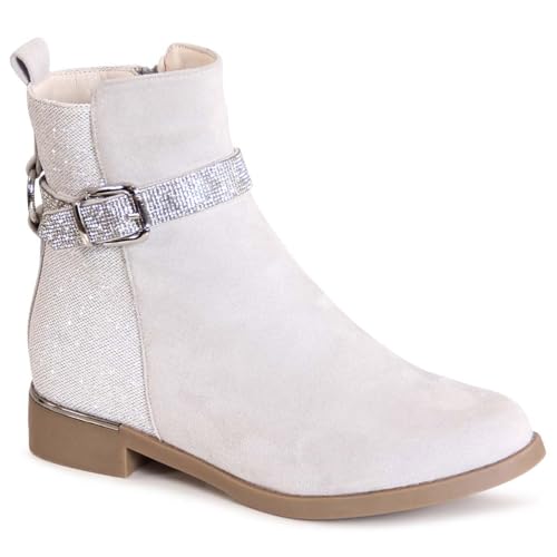 topschuhe24 3186 Damen Glitzer Stiefeletten Ankle Boots, Farbe:Silber, Größe:39 EU von topschuhe24