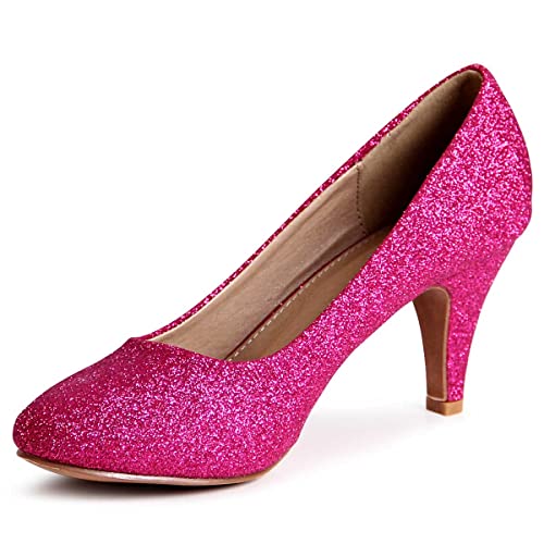 topschuhe24 432 Damen Glitzer Pumps Plateau, Farbe:Pink, Größe:37 EU von topschuhe24