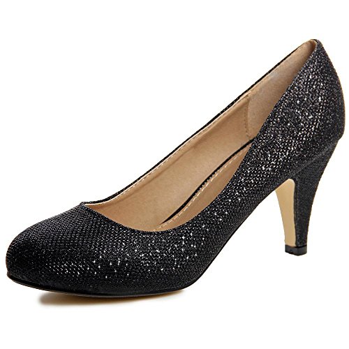 topschuhe24 432 Damen Glitzer Pumps Plateau, Farbe:Schwarz, Größe:36 EU von topschuhe24