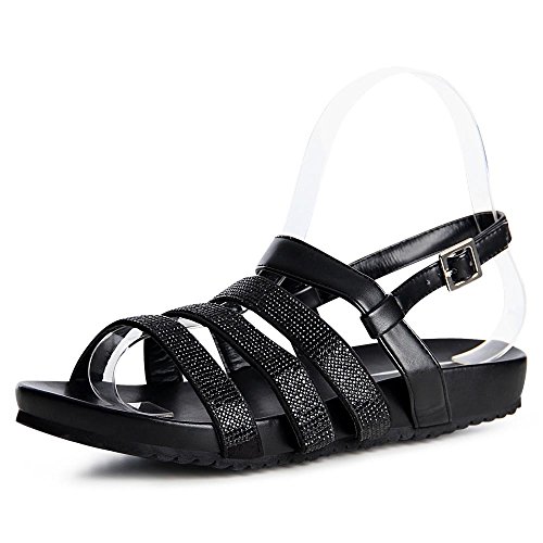 topschuhe24 847 Damen Riemchen Sandalen Glitzer, Farbe:Schwarz, Größe:37 EU von topschuhe24