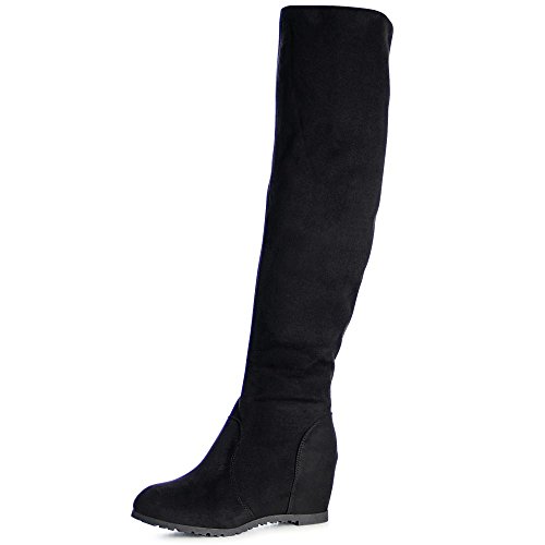 topschuhe24 993 Damen Stiefel Overknee Keilabsatz, Farbe:Schwarz, Größe:40 EU von topschuhe24