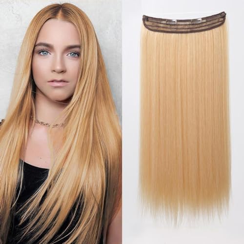 Topshe Highlight Blonde Gerade Secret Haarteile mit Clips in Haarverlängerungen für Frauen Tägliche Party Gebrauch für Halloween Ball von topshe
