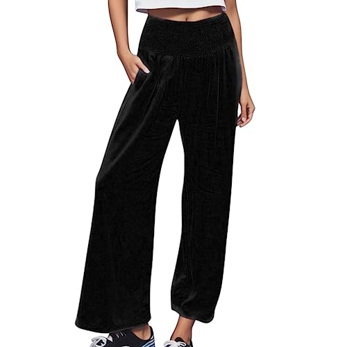 Angebote Des Tages Heute Blitzangebote,Black,Damen Hose Leinenhose Baumwolle Leinen Stoffhose Freizeithose Sommerhose Pumphose Casual Einfarbig High Waist Stretch Mit Taschen Kleidung Sommer Hosen,5Xl von topuersaiv