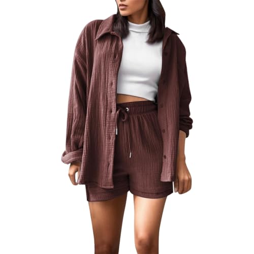 Sommerkleid Kleidung Bluse Lounge Set Pyjama Hausanzug musselin blusen Outfits Damen Outfit elegant Sommer Zweiteiler 2 teiler Kaffee Sommerkleid Kleidung Bluse Lounge Set Pyjama Hausanzug musselin blusen Outfits Damen Outfit elegant Sommer Zweiteiler 2 teiler Kaffee von topuersaiv