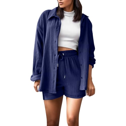 elegant 2 teiler musselin Hausanzug Sommerkleid Sommer Kleidung Damen Lounge Set Outfit Outfits Pyjama blusen Zweiteiler Bluse Marine elegant 2 teiler musselin Hausanzug Sommerkleid Sommer Kleidung Damen Lounge Set Outfit Outfits Pyjama blusen Zweiteiler Bluse Marine von topuersaiv