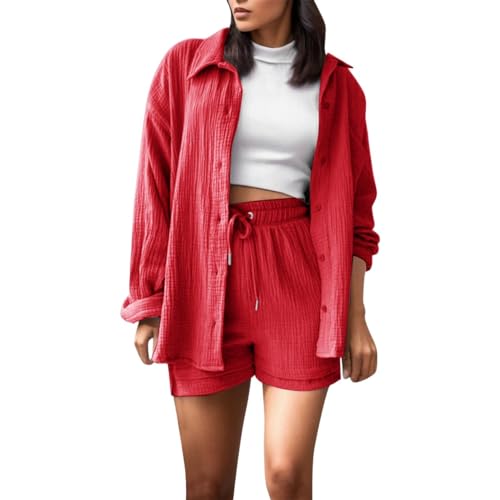 musselin Outfits Sommerkleid elegant blusen Bluse Kleidung Hausanzug Damen Pyjama Lounge Set Outfit Zweiteiler 2 teiler Sommer Rot musselin Outfits Sommerkleid elegant blusen Bluse Kleidung Hausanzug Damen Pyjama Lounge Set Outfit Zweiteiler 2 teiler Sommer Rot von topuersaiv