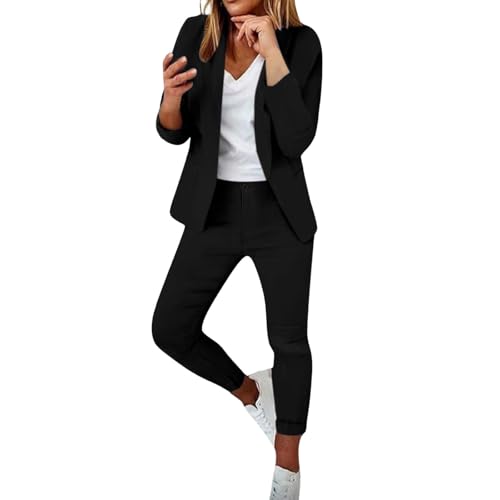 topuersaiv Hosenanzug Damen Elegant 2 Teilig Hosenanzug Langarm Business Anzug Set Zweiteiler Einfarbig Blazer Hose Festlich Lange Hosenanzüge Sportlich Slimfit Streetwear Baumwolle Freizeitanzug topuersaiv Hosenanzug Damen Elegant 2 Teilig Hosenanzug Langarm Business Anzug Set Zweiteiler Einfarbig Blazer Hose Festlich Lange Hosenanzüge Sportlich Slimfit Streetwear Baumwolle Freizeitanzug von topuersaiv