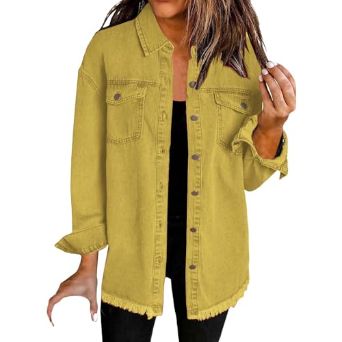 topuersaiv jeansjacke lang damenJeansjacke Damen Stretch Langarm Truckerjacke mit Taschen Leicht Kurz Oversize Übergangsjacke Casual Denim Jacke SommerGelb-AXXL topuersaiv jeansjacke lang damenJeansjacke Damen Stretch Langarm Truckerjacke mit Taschen Leicht Kurz Oversize Übergangsjacke Casual Denim Jacke SommerGelb-AXXL von topuersaiv