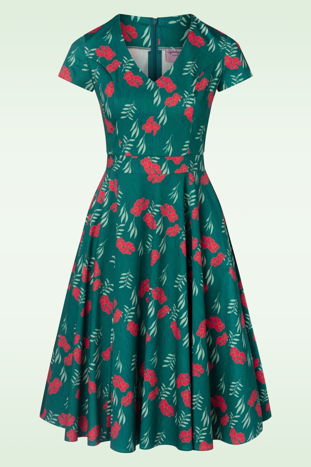 Exklusiv bei Topvintage ~ Olivia Swing Kleid mit kurzen Ärmeln in Blaugrün von topvintage boutique collection