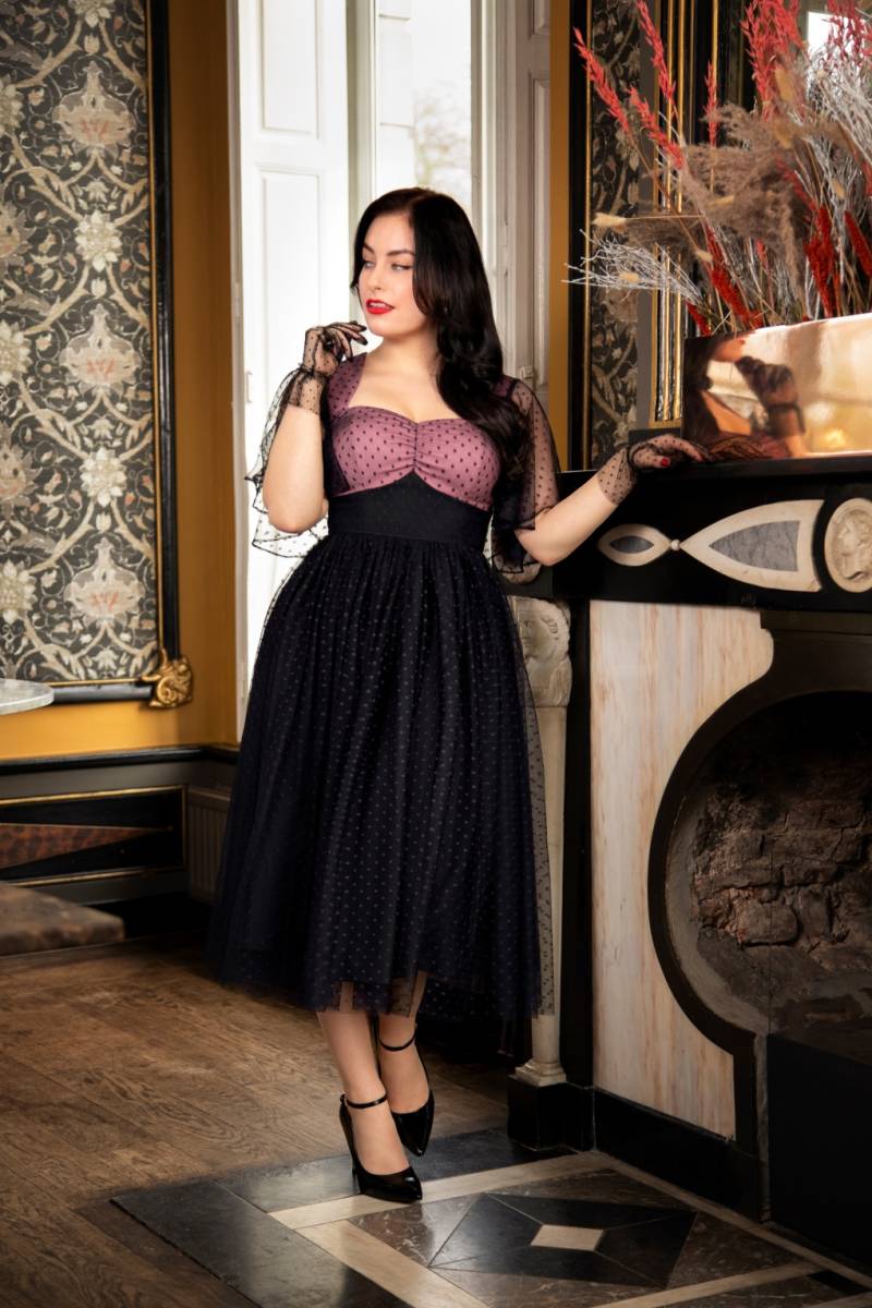 Topvintage exklusiv ~ Holly Swing Kleid in Rosa und Schwarz von topvintage boutique collection