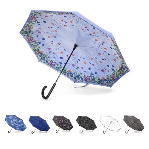 totes InBrella Regenschirm mit umgekehrter Schließung, unsichtbarer wasserabweisender Beschichtung, automatisches Schließen, umgekehrt, tropffrei und sturmsicher für regnerisches Wetter von totes