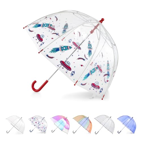 Totes Regenschirm für Erwachsene und Kinder, transparent, mit Kuppeldach, leichtes Design, Wind- und Regenschutz, Cosmic Adventure, Kids - 37" Canopy, Transparenter Regenschirm mit Kuppeldach, von totes