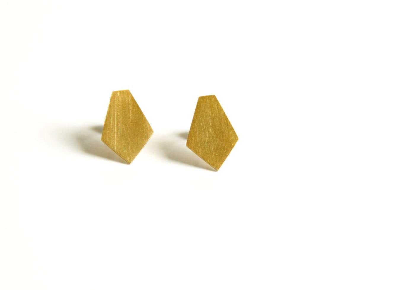 24K Vergoldete Sterlingsilber Diamant Shaled Ohrstecker 24K Vergoldete Sterlingsilber Diamant Shaled Ohrstecker von tothemetal