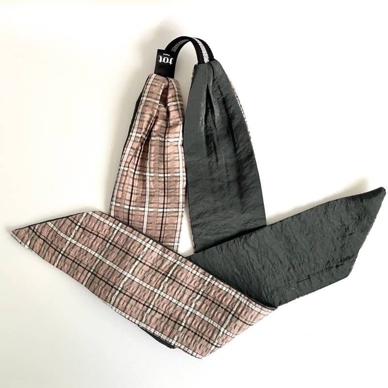 Bedrucktes Crepe Stoff Stirnband Schwarz Weiß Doppelseitig 2In1 Verstellbar Haar Frauen Accessoires Handgemacht Paris Versandkostenfrei Eu & Uk von totparis
