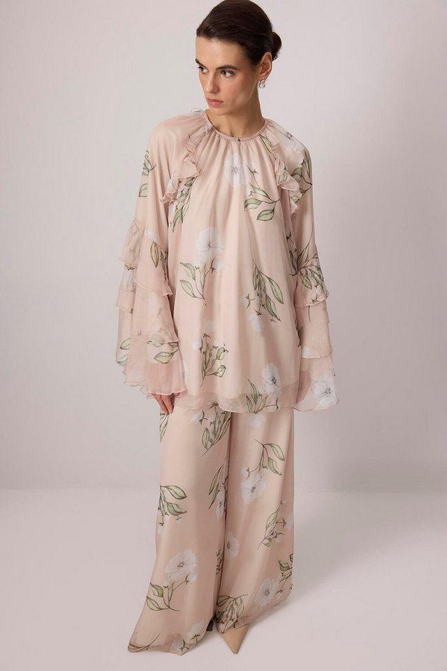 touche prive Fleeceweste Gemustertes Chiffon-Tunika-Hosen-Set von touche prive