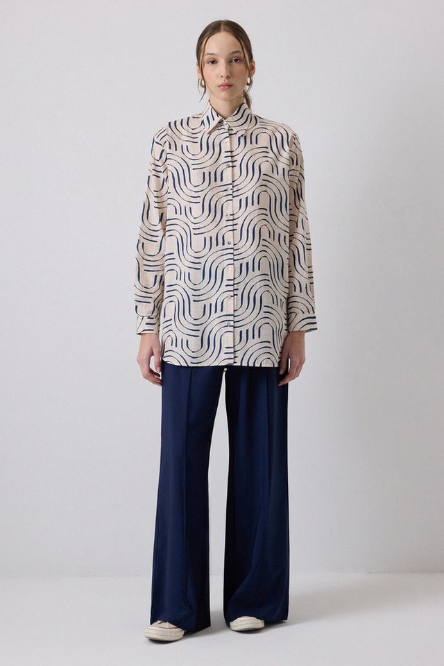 touche prive Hemdbluse 100 % gemustertes Oversize-Hemd aus Baumwolle von touche prive